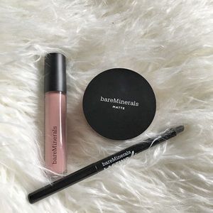 Bare Minerals: matte foundation, gloss, eyeliner